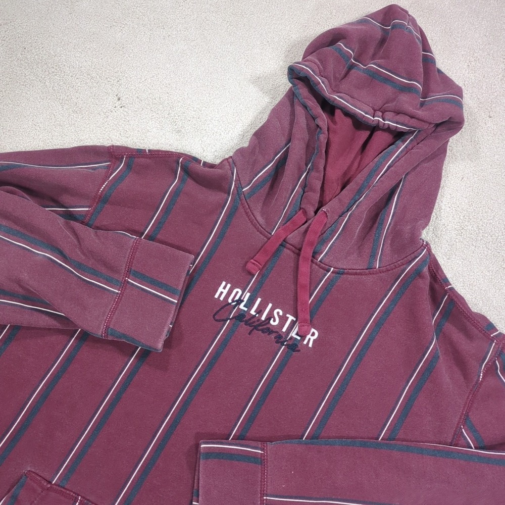 Hollister California Mens Hoodie Pullover Sweater Medium Terry Striped
